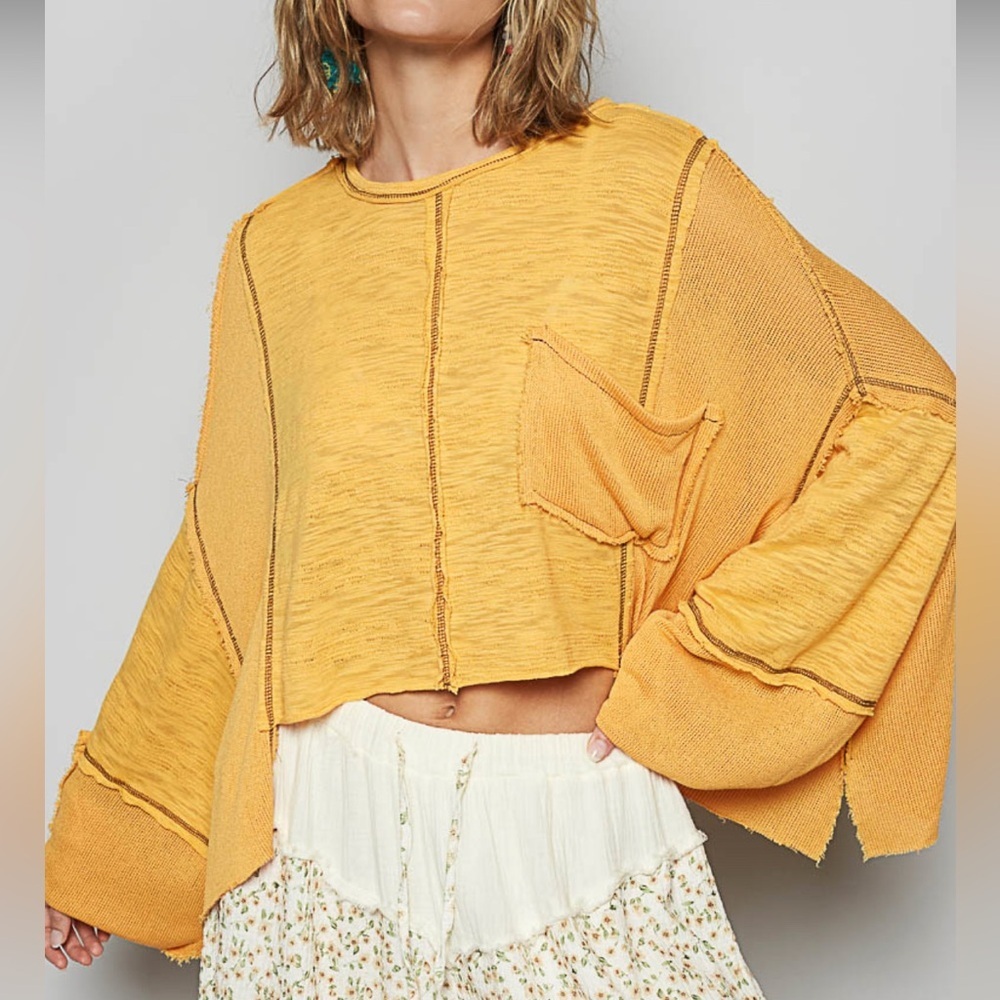 New Pol Oversized High Low Top In Mango Color
